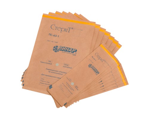 Пакеты для стерилизации из крафт-бумаги Винар СтериТ ПС-А3-1 75х280 мм 100 шт